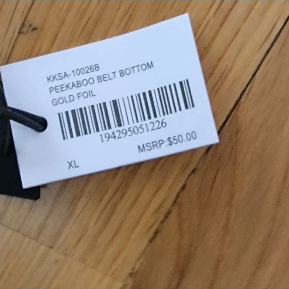 KENDALL + KYLIE gold Peekaboo Swim top  Peekaboo Bottom very relaxing $99 junior - Picture 13 of 13